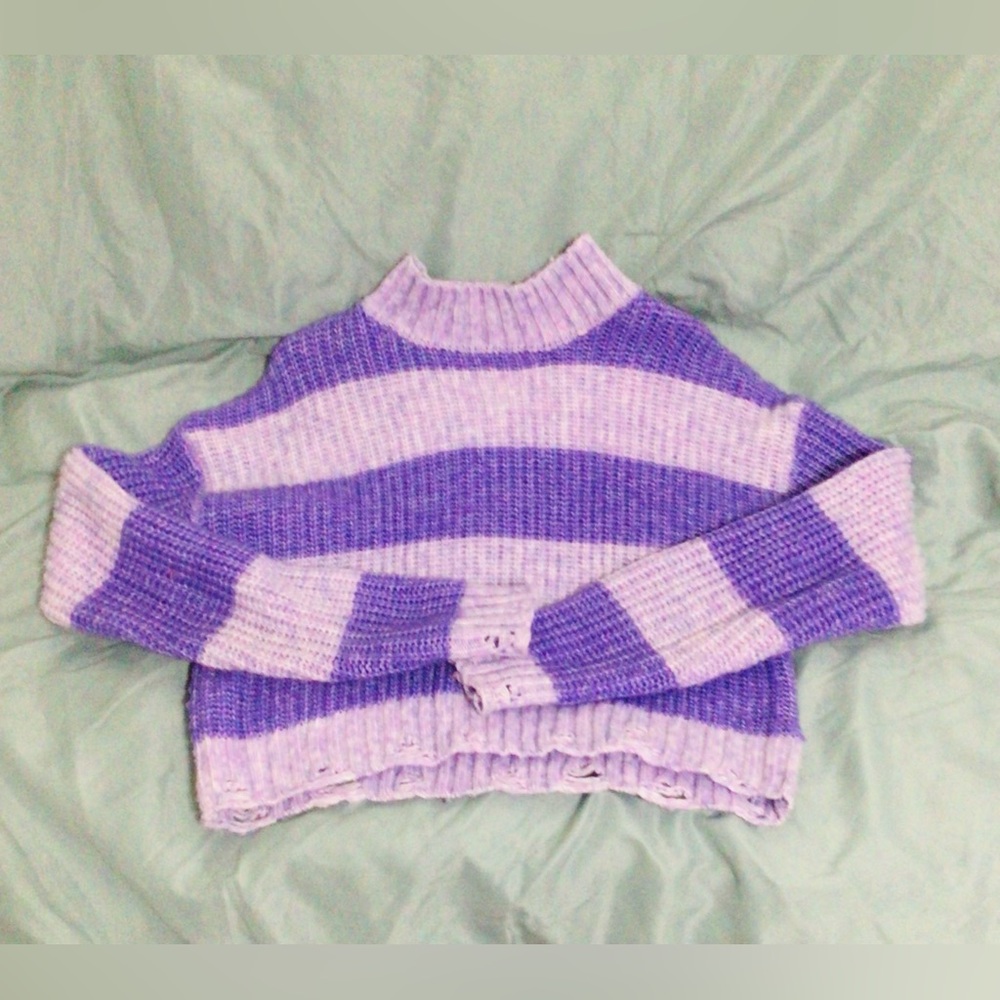 No Boundaries Purple and Lavender Striped Sweater